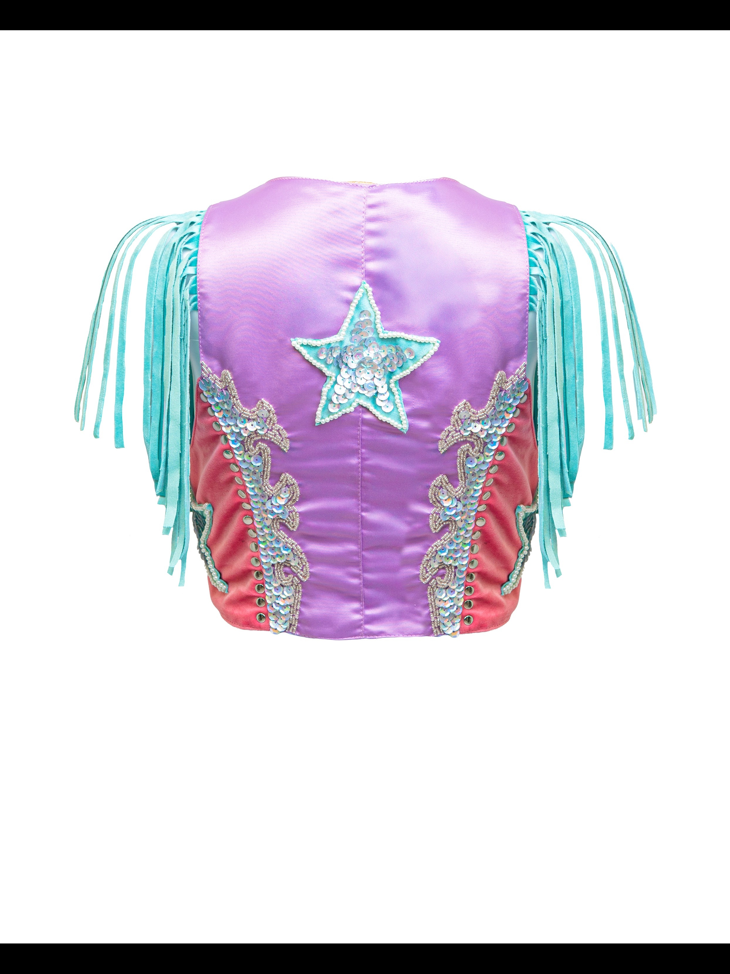 Handbeaded Sequin Velvet Cowgirl Pastel Vest — image 3 of 3